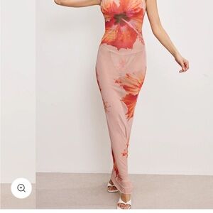 Good American Pink and Orange Floral Swim Coverup